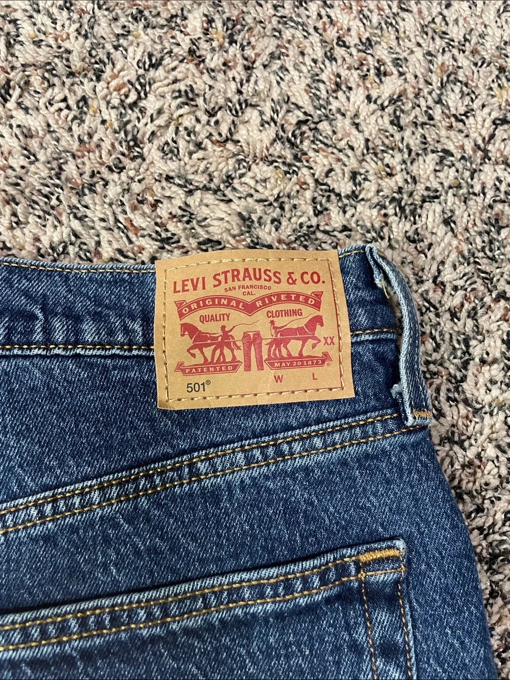 Levi's Dark Blue Distressed Button-Fly Jean Shorts Woman’s Size 31 | NWOT